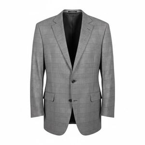 Stock Options Mens Grey Glen Plaid Blazer Two Button Sport Coat Made in USA 46R